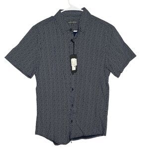 Slate And Stone Collared Short Sleeve Shirt Micro Dot Navy Blue White Men S NEW